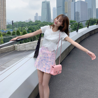 女装2019新款潮纯白短袖T恤夏季韩版修身裹胸设计感上衣