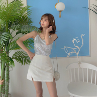 半身裙子女夏白色高腰百搭学院风包臀A字裙显瘦短裙网红