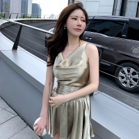 很仙的两件套洋气网红名媛气质收腰高腰短裙无袖上衣套装