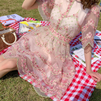 春装2019款女泰国潮牌海边度假刺绣裙超仙中裙高贵连衣裙