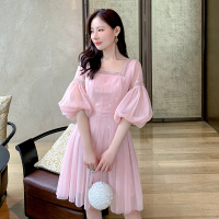 时尚甜美仙女chic温柔亮片网纱短款2019新款夏连衣裙女