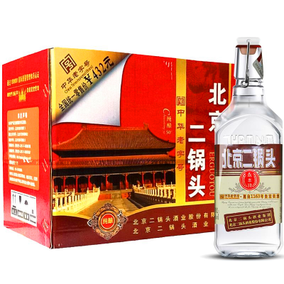 北京二锅头 永丰二锅头白酒 出口型小方瓶 50度（棕标）清香型 500ml*6瓶 整箱装