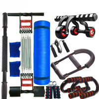 甄萌 健身器材套装臂力棒脚蹬拉力器俯卧撑架子腕力器健腹轮握力器家用