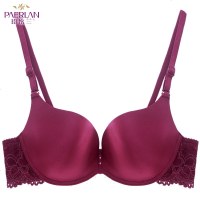 珀依兰 无钢圈文胸两排扣 纯色一片式蕾丝边女士内衣