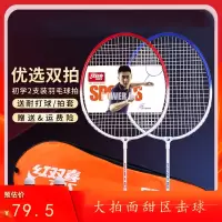 红双喜(DHS)羽毛球拍全碳素超轻双拍型儿童成人单拍套装