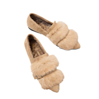 一脚蹬毛毛鞋女2018秋冬新款韩版百搭平底豆豆鞋尖头外穿兔毛单鞋