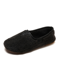 秋冬季大码棉鞋一脚蹬套脚懒人羊羔毛平底鞋加绒牛筋底毛毛女单鞋