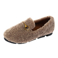 韩版新款秋冬毛毛鞋女平底一脚蹬懒人加绒保暖棉鞋网红豆豆鞋单鞋