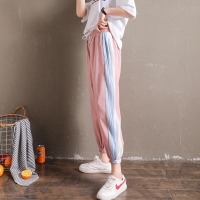 运动裤子女宽松束脚夏季休闲雪纺2020新薄款冰丝垂感灯笼阔腿女裤