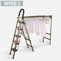 名至加厚梯子家用折叠伸缩室内多功能铝合金晾衣架落地两用人字梯