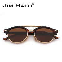 JIM HALO太阳镜品牌男女通用个性街拍驾驶开车高清偏光新款防辐射墨镜圆形彩膜半框日夜两用眼镜BAX0023