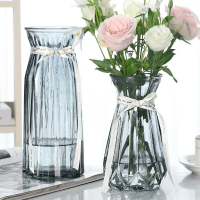 回固两件套创意简约透明玻璃花瓶水培植物富贵竹插花客厅装饰摆件