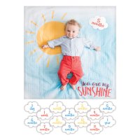 Lulujo Baby加拿大多功能婴儿包巾抱毯纯棉婴儿抱被 宝宝月龄成长纪念卡 婴儿浴巾 四季通用