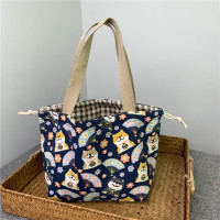 日式饭盒袋子便当包袋可爱帆布束口抽绳包大容量米魁 女生带饭包手提