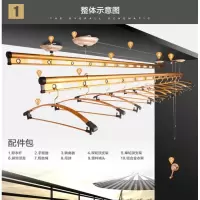 加厚手动三杆式单杆晒被晾衣杆 室内阳台双杆凉衣米魁手摇升降晾衣架 [经典款]1.2米双杆+我们安装