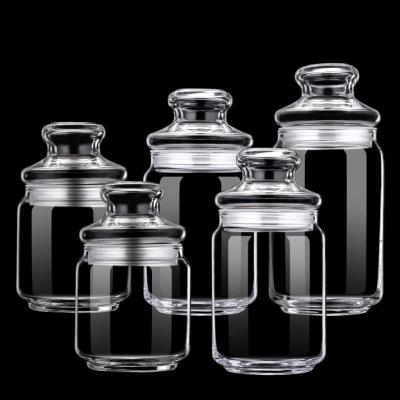 小玻璃茶叶罐玻璃瓶透明带盖家用密封罐米魁花茶罐储物罐