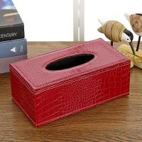 家用简约纸巾盒抽纸盒定制印LOGO客厅茶几米魁车载酒店广告纸抽盒 红色鳄鱼纹大号