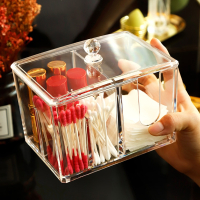 米魁化妆棉收纳盒棉签盒桌面梳妆台化妆品防尘口红透明亚克力