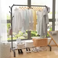 米魁晾衣架落地简易家用卧室内阳台宿舍折叠挂杆衣帽架晒衣服收纳架子