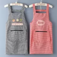 米魁棉布围裙家用厨房女简约透气成人可爱围腰做饭工作服定制无袖