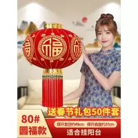 2025新款蛇年大红灯笼灯米魁挂饰户外阳台大门口一对过年春节新年装饰_80#平安珠四面圆福⭐一对装