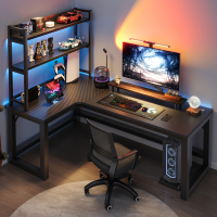 转角电竞桌双人电脑桌它墅台式家用书桌书架组合卧室办公桌写字台游戏