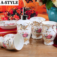 欧式陶瓷卫浴五件套装 浴室洗漱用品套件 牙刷具 新婚庆结婚礼品