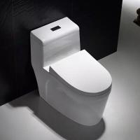 超旋大口径防臭防溅节水静音抽水户型坐便器家用马桶白色雪花釉脲醛盖板(013)