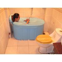 温泉椭圆形不锈钢支架浴缸家用卫生间洗手间大号折叠浴桶浴缸蓝色升级版套装&asymp1.1m