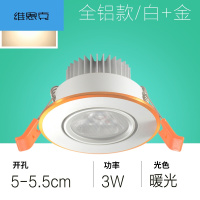 led射灯筒灯嵌入式洞灯天花灯背景墙3w瓦客厅服装店过道牛猫眼灯小3W白面+金边[暖光]开孔5-5.5cm