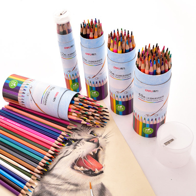 得力(deli)彩色铅笔水溶性彩铅画笔彩笔专业画画套装手绘成人72色初学者36色学生用48色绘画水溶款彩铅笔儿童幼儿园