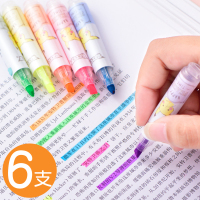 得力(deli)皮卡丘荧光笔糖果色单头学生用莹光彩色笔一套荧光标记笔6色划重点套装笔记笔标记笔卡通彩色记号笔