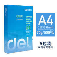 得力(deli)A4打印纸复印纸70g/80g木浆500张单包办公用品a4打印机白 莱茵河70g五包/箱(国际款高标准)