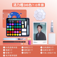得力(deli)固体水彩颜料套装美术学生考试级专业工具套装块状水粉颜料盒便携式 源源得力36色送10件套