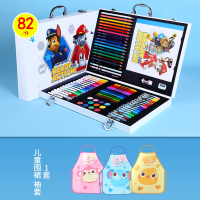 得力(deli)水粉颜料套装水彩画颜料初学者小学生用品美术专业绘画色彩固体水 汪汪队绘画礼盒套装-蓝色围裙袖套12色套装