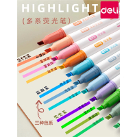 得力(deli)荧光笔学生专用彩色记号笔荧光标记笔考试考研学习专用大容量马卡龙软头做笔记划重点画