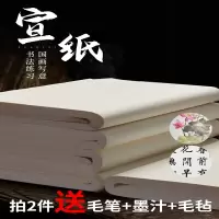 六品堂半生半熟宣纸100张书法专用纸作品纸国画毛边纸初学者书法练习用纸生宣纸熟宣纸练毛笔文具套装