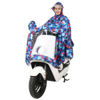 电动车摩托车双帽檐面罩式单人男女加大加厚雨披电动车雨衣