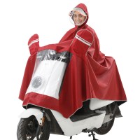 电动车雨衣雨披双帽檐款面罩雨衣提花加厚加大单帽檐雨衣