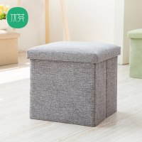 粗麻收纳凳子单人凳玩具储物棉麻布收纳箱换鞋凳储物凳小沙