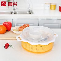 中号带盖双层沥水收纳篮 碗筷篮水果篮 沥水篮 洗菜漏筛篮子