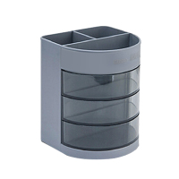 三层办公笔筒创意多功能文具收纳盒桌面笔座盒摆件