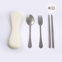 创意旅行餐具三件套装便携成人不锈钢筷子叉勺旅游用品硅胶收纳袋