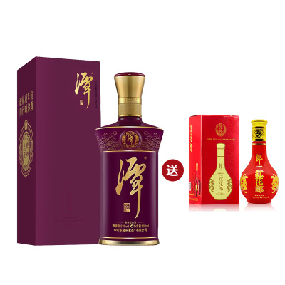 潭酒 潭红得发紫 53度 500ml*1瓶+红花郎100ml*1瓶酱香型白酒