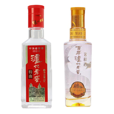 52度泸州老窖特曲C6 10代小酒100ml+52度泸州老窖窖龄60年光瓶100ml 2瓶组合