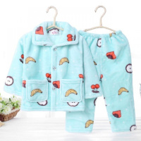 [促销]秋冬季法莱绒女童男童宝宝小孩女孩加厚珊瑚绒家居服儿童睡衣套装