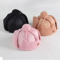 [促销]儿童羊羔绒女童雷锋帽男童加绒加厚宝宝护耳帽冬季小孩保暖帽子潮