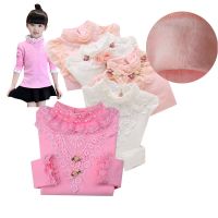 [促销]2018女童加绒加厚蕾丝打底衫纯棉衬衫韩版百搭长袖中大童秋衣内搭