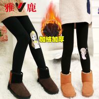 [促销][雅鹿正品]秋冬季加绒加厚女童儿童打底裤外穿款保暖棉裤长裤子