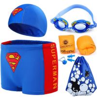 [促销]儿童泳裤 男童平角裤 新款定做卡通泳帽泳裤套装 男孩游泳裤